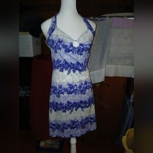 ENT Entrancy Medium M Purple Striped Halter Dress